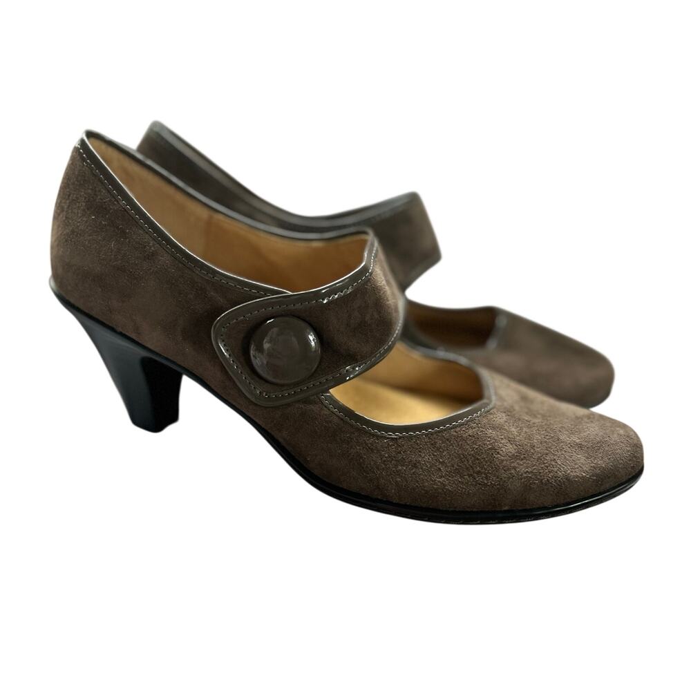Vintage Softspots Brown Suede Mary Jane Pumps Heels Leather y2k Retro 8